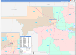 Tom Green County, TX Wall Map Color Cast Style 2024